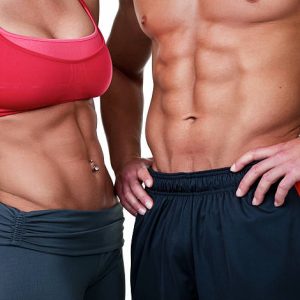 Muscular male and female torso